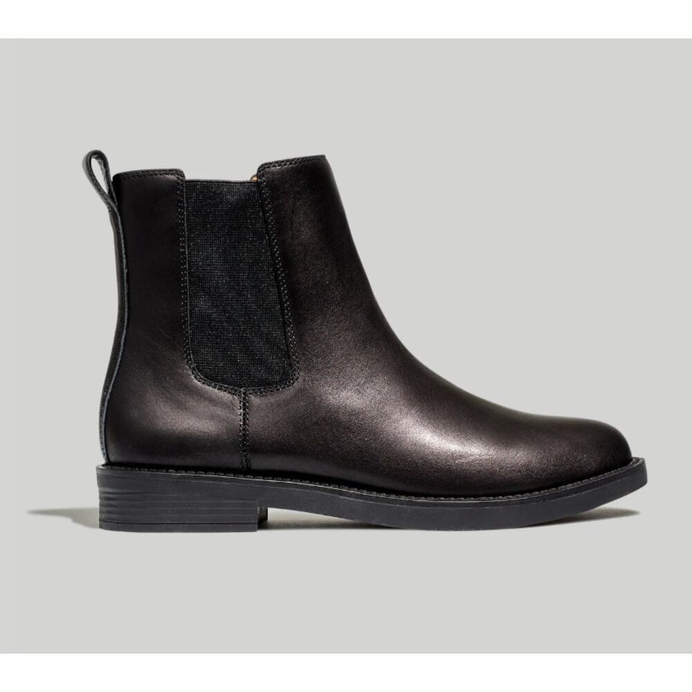 Madewell Cleary Chelsea Boots Black Leather Size 7 Ankle Boot Pull-On